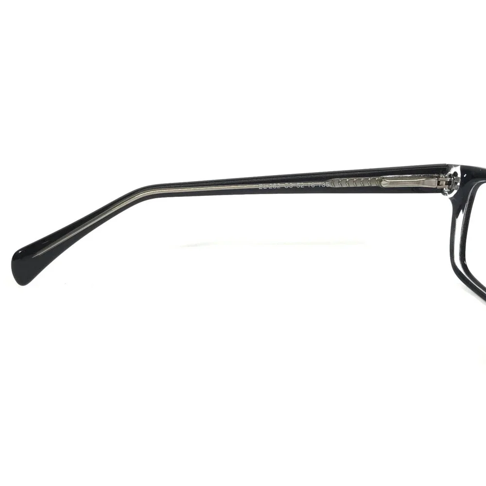 Elements Eyeglasses Frames EL262 C3 Black on Clear Rectangle Full Rim 52-16-135